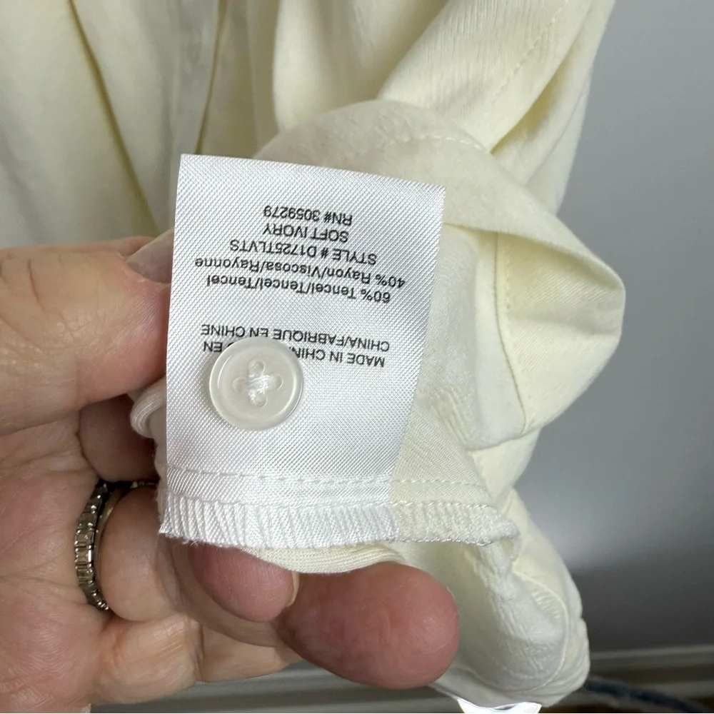 NWT Thread & Supply Maya Cream Dress Button Front Elastic Waist Size L - Picture 11 of 17